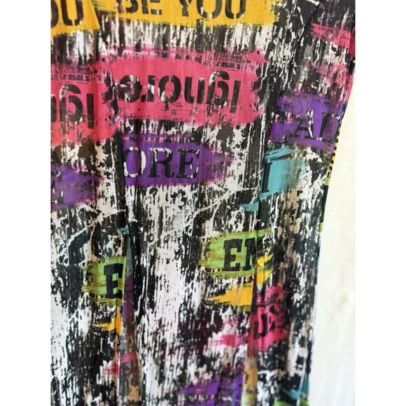 Vintage NYC Womens Y2K Mesh Graffiti Midi Top Size S Club Cyber Art Rave Grunge - Picture 4 of 13